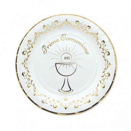 PIATTI PIANI PRIMA COMUNIONE GOLD METAL 8pz