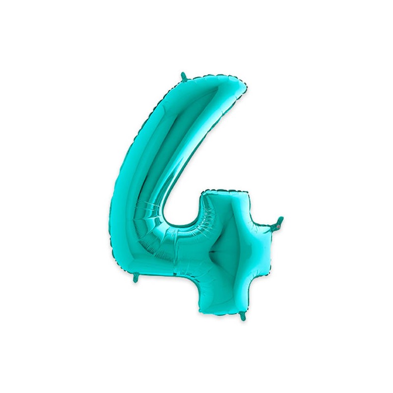 PALLONE NUMERO 4 MYLAR 102cm 40 ACQUAMARINA