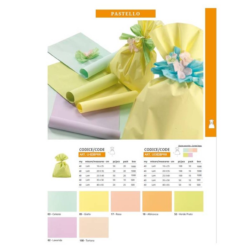 BUSTE REGALO P.P.L. 40x65 PASTELLO ASS.TO 50PZ