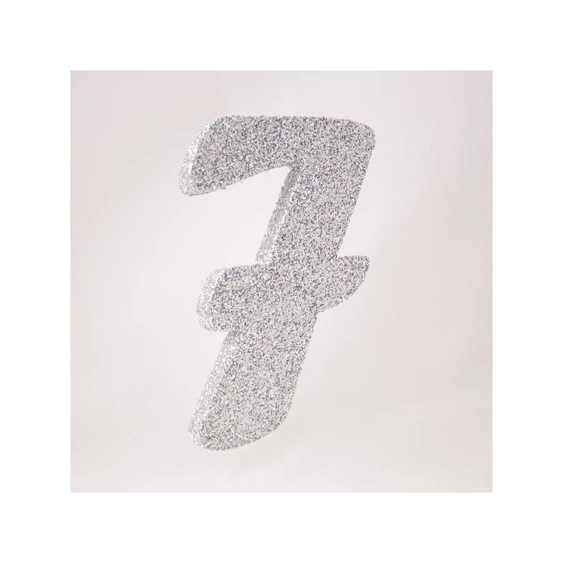 NUMERO POLISTIROLO GLITTER mm120x90 7 ARGENTO
