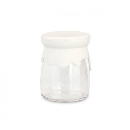 BARATTOLO VETRO ø55x75 COP. SILICONE BIANCO