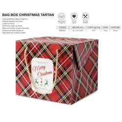 BAG BOX CHRISTMAS TARTAN 24x24x20cm