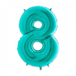 PALLONE NUMERO 8 MYLAR 102cm 40 ACQUAMARINA