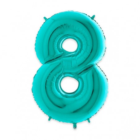 PALLONE NUMERO 8 MYLAR 102cm 40 ACQUAMARINA