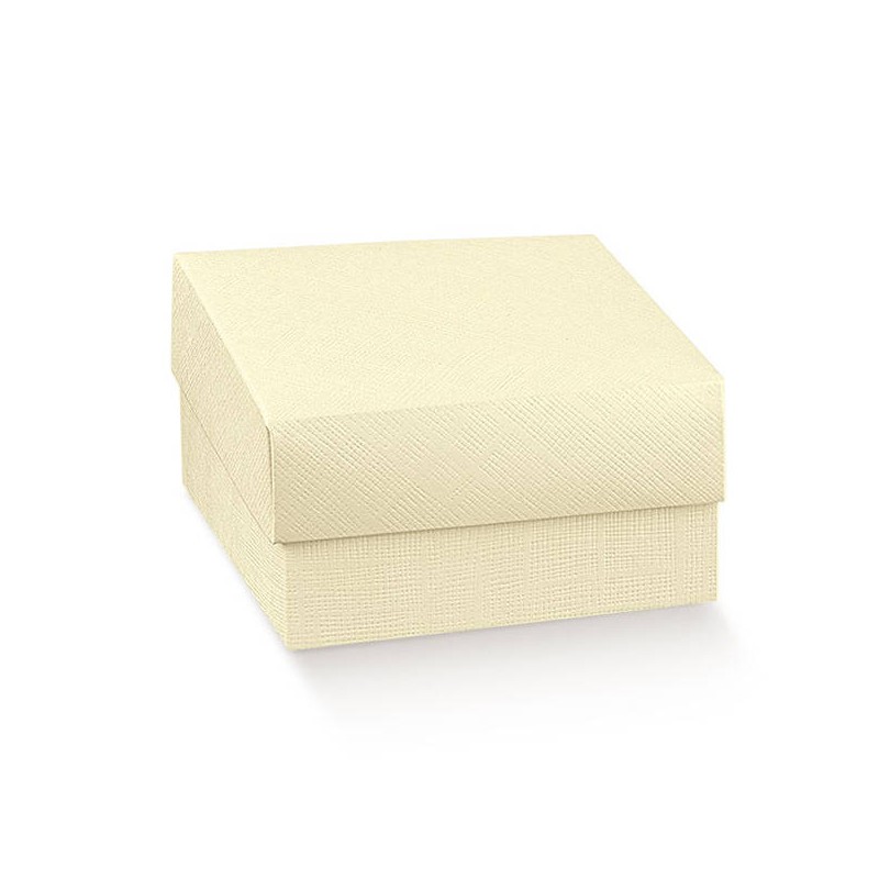 SCATOLA F/COPERCHIO SETA AVORIO 40x40x6,5cm