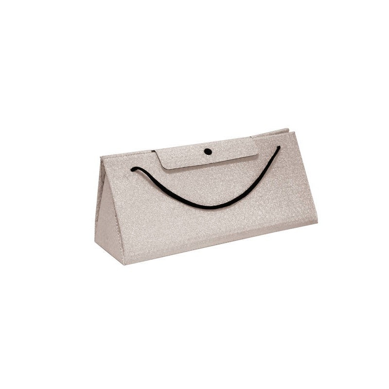 BORSA PLURIBOL TRIANGOLARE 32x13x16cm GLITTER ARGENTO