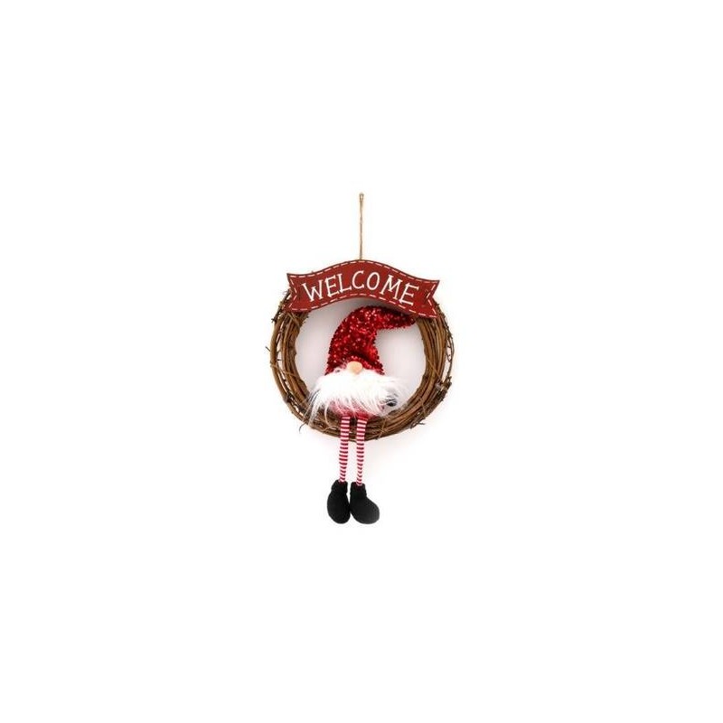 GHIRLANDA WELCOME ELFO CON PAILLETTES 47x31cm