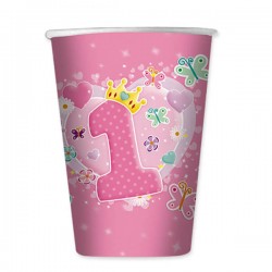 BICCHIERI 200cc PRIMO COMPLEANNO ROSA 10pz