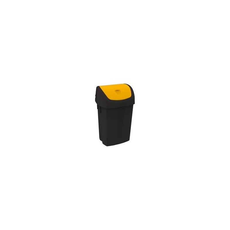 BIDONE BINNY NERO 50lt C/COP. BASCULANTE GIALLO