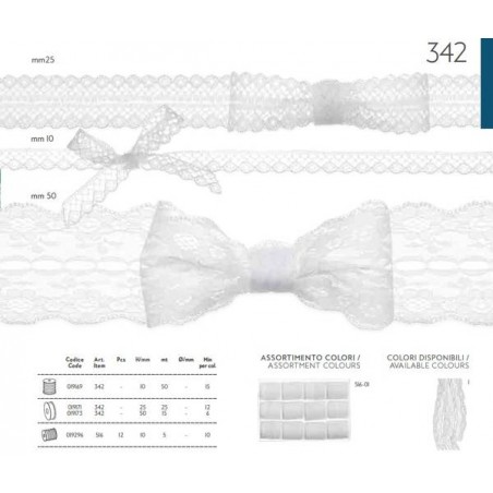 ROCCHETTO NASTRO RICAMO 342 mm10x5mt 01-BIANCO