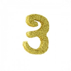 NUMERO POLISTIROLO FANTASY GLITTER ORO 7cm 3