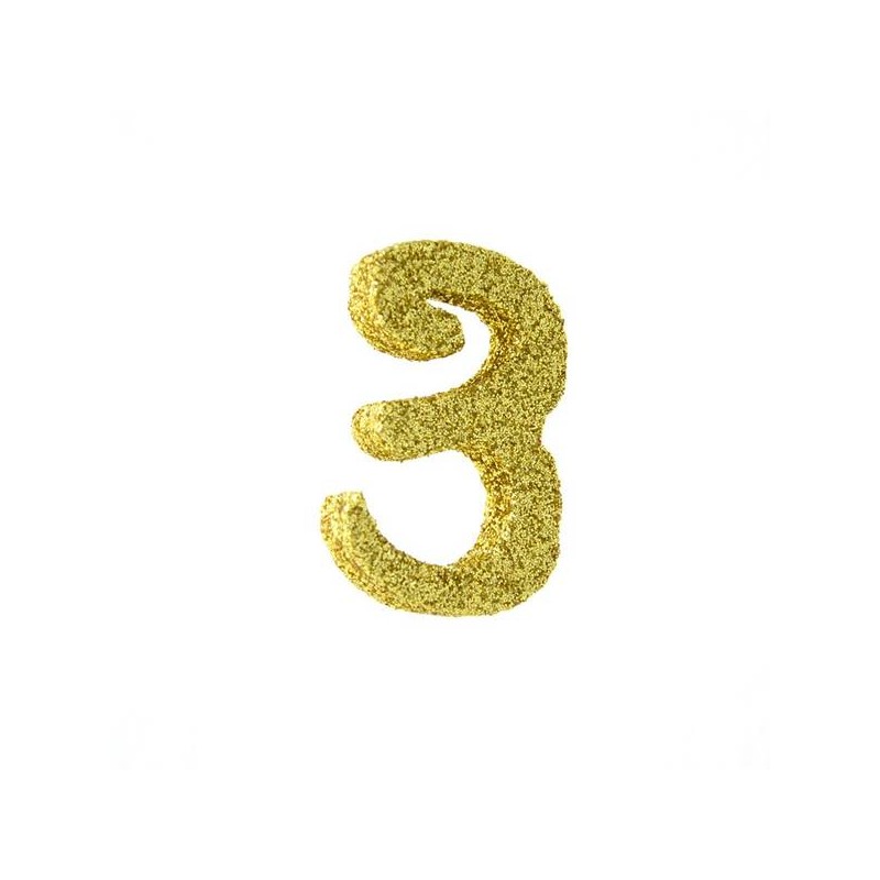 NUMERO POLISTIROLO FANTASY GLITTER ORO 7cm 3