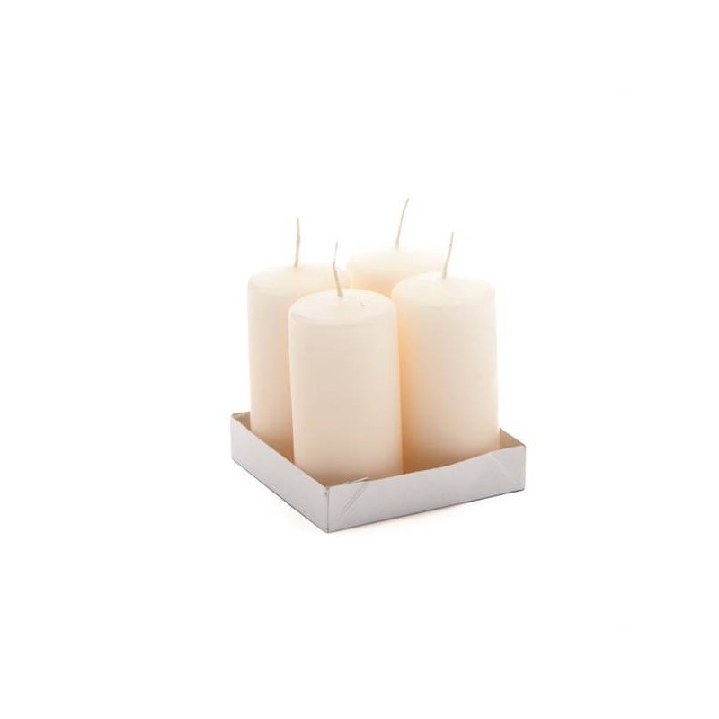 MOCCOLO TONDO CERA AVORIO 5x10cm 4pz