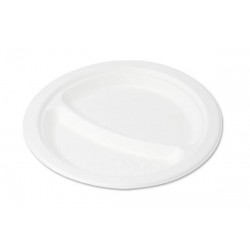 PIATTI PIANI POLPA 2 SCOMPARTI ø22,5 BIODEGRADABILI 50pz BYò