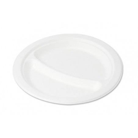 PIATTI PIANI POLPA 2 SCOMPARTI ø22,5 BIODEGRADABILI 50pz BYò