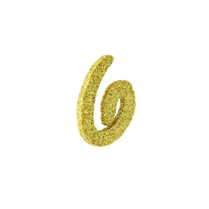 NUMERO POLISTIROLO FANTASY GLITTER ORO 7cm 6
