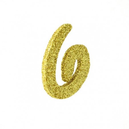 NUMERO POLISTIROLO FANTASY GLITTER ORO 7cm 6