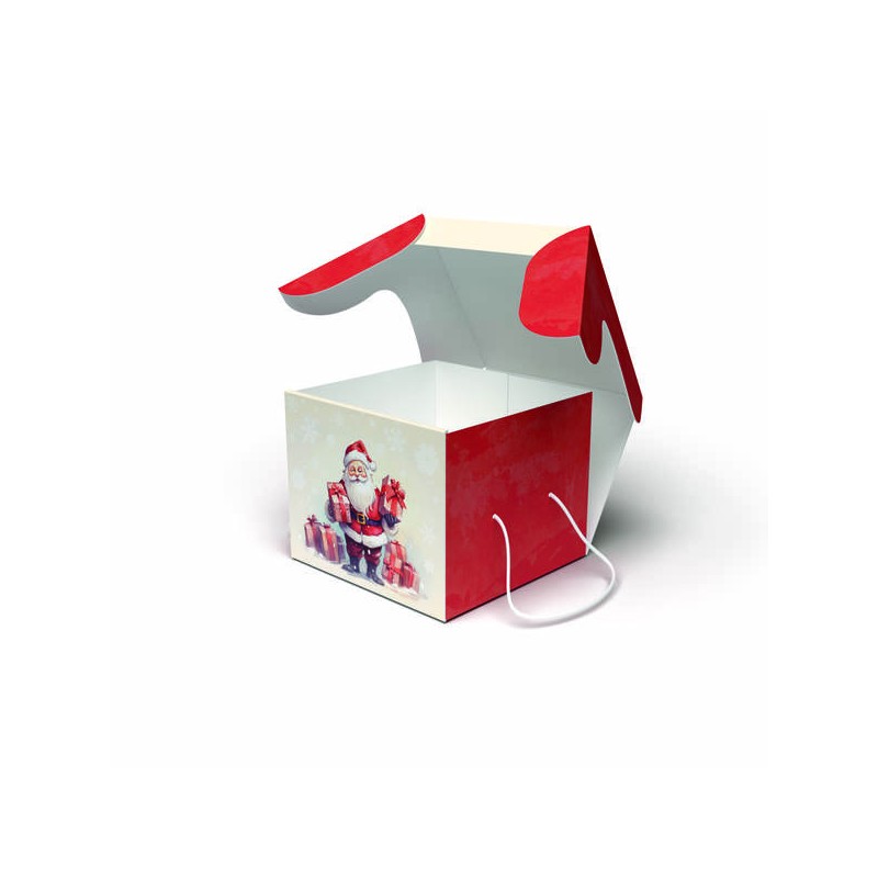 SCATOLA PORTA PANETTONE 22x22x18cm SANTA CLAUS
