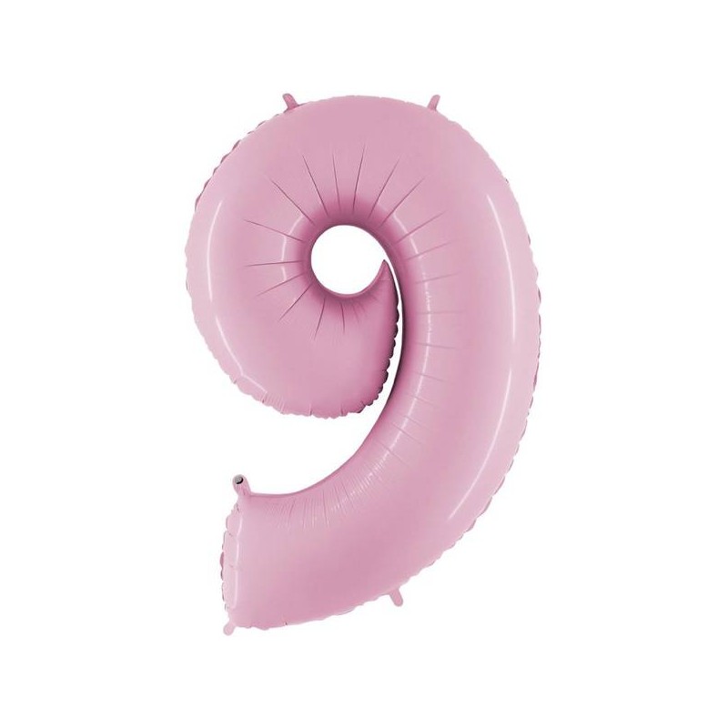PALLONE NUMERO 9 MYLAR 66cm 26 ROSA PASTELLO