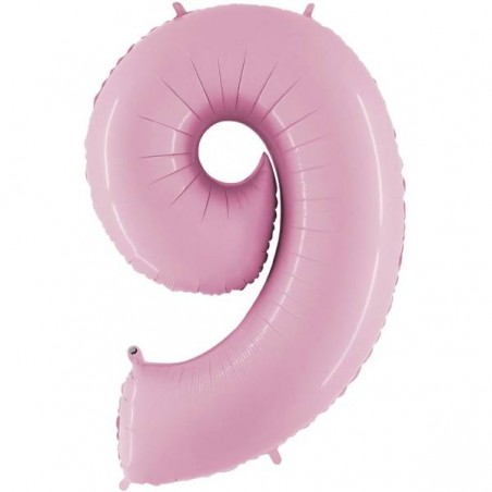 PALLONE NUMERO 9 MYLAR 66cm 26 ROSA PASTELLO