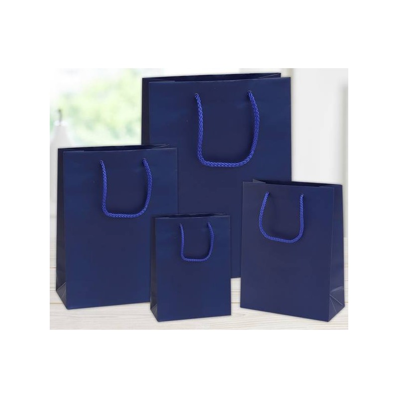 SHOPPER IN CARTA PLASTIFICATA OPACA 45+16x49cm BLU