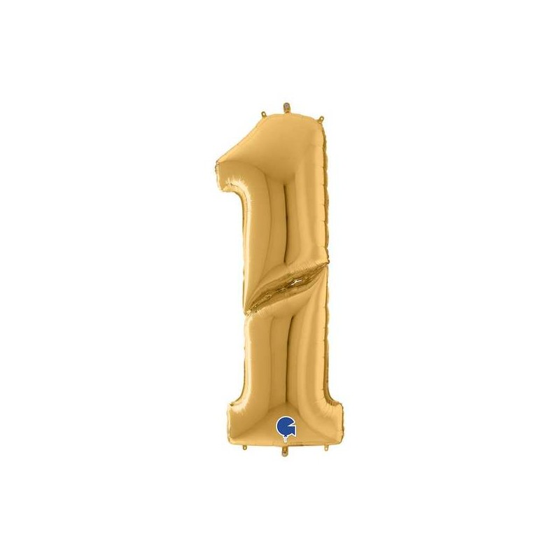 PALLONE NUMERO 1 MYLAR 163cm 64 ORO
