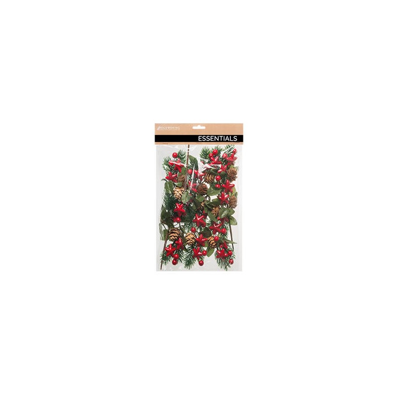 PICKS C/PIGNE E STELLE ROSSE 17cm IN BUSTA 12pz