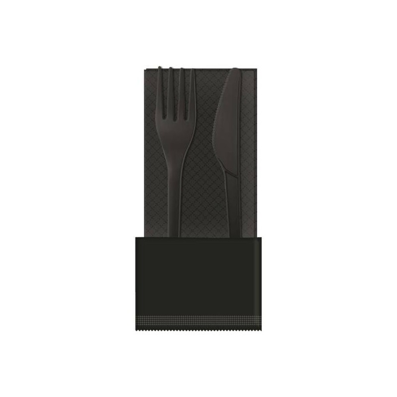 BIS POSATE FO+CO+TOV 33x33 2V. CPLA STYLE NERO COMPOSTABILI 100pz BYò