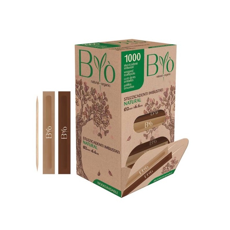 STUZZICADENTI IMBUSTATI SINGOLARMENTE NATURAL 1000pz