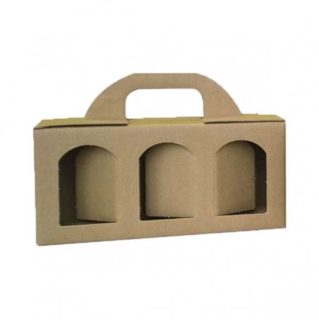 CESTELLO PORTA 3 VASETTI GRANDE C/FIN. 25x8x12cm AVANA LISCIO