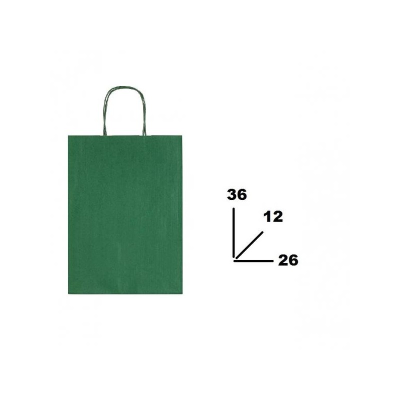 BORSA CARTA COLOR MIS.26+12x36cm VERDE SCURO 560