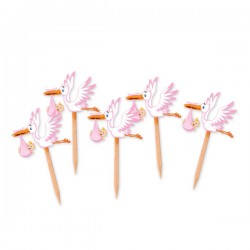 PICKS SAGOMATI CICOGNA ROSA 25pz