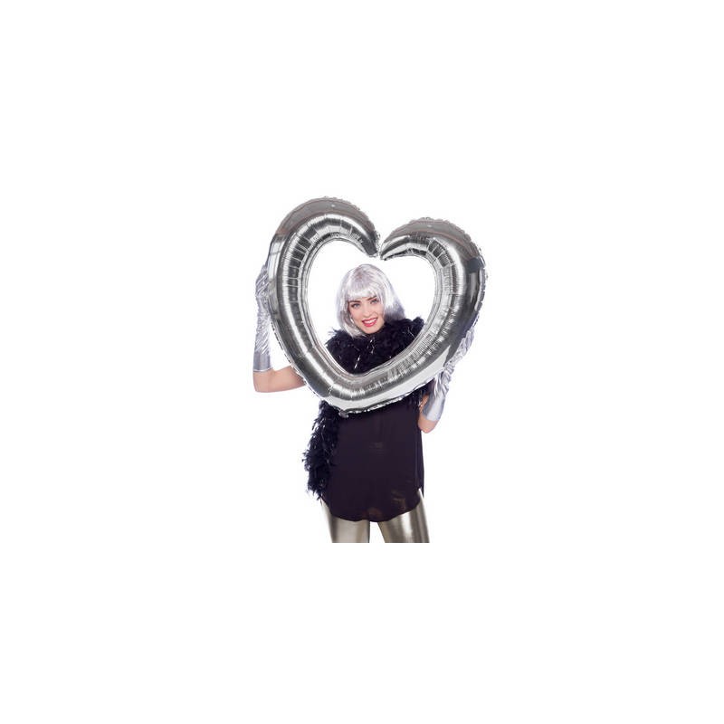 PALLONE MYLAR S/SHAPE CUORE SILVER PHOOTO BOOTH 80x75cm
