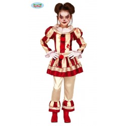 COSTUME RAGAZZA CLOWN HORROR RIGHE 7-9 ANNI