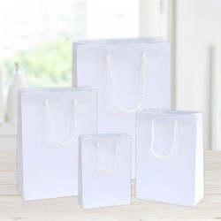 SHOPPER IN CARTA PLASTIFICATA OPACA 10+6,5x12cm BIANCA