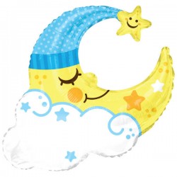 PALLONE MYLAR MEZZA LUNA CELESTE PERSONALIZZABILE 91cm