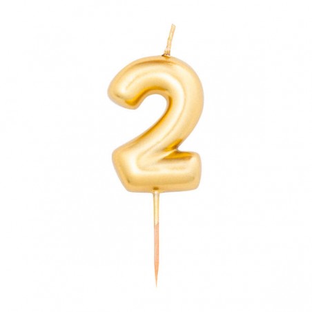 CANDELINA NUMERO 2 METAL ORO 8cm