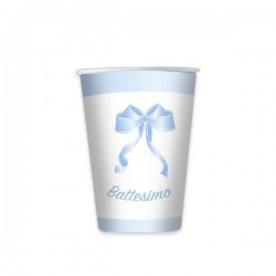 BICCHIERI 200cc BATTESIMO CELESTE 8pz