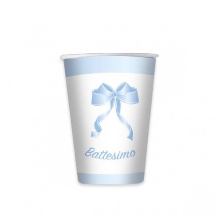 BICCHIERI 200cc BATTESIMO CELESTE 8pz