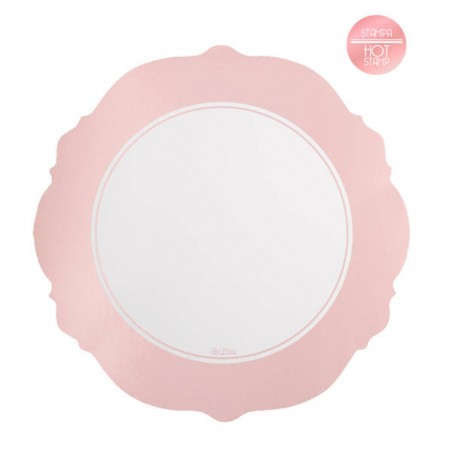 SOTTOPIATTI LIBERTY ø33 BIANCO BORDO ROSEGOLD METAL 4pz