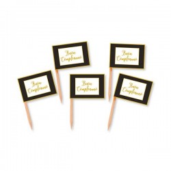 PICKS BUON COMPLEANNO CHIC NERO 25pz
