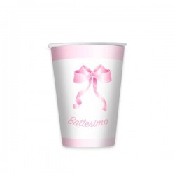 BICCHIERI 200cc BATTESIMO ROSA 8pz