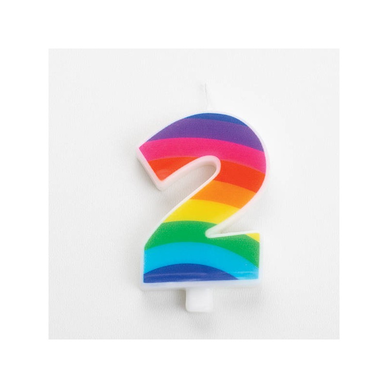 CANDELINA NUMERO 2 SCINTILLANTI RAINBOW 9,5cm