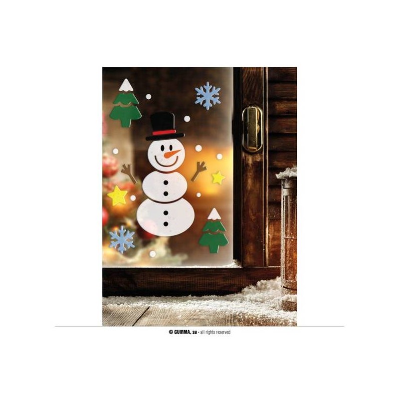 DECORAZIONE IN GEL PUPAZZO DI NEVE 20x25cm