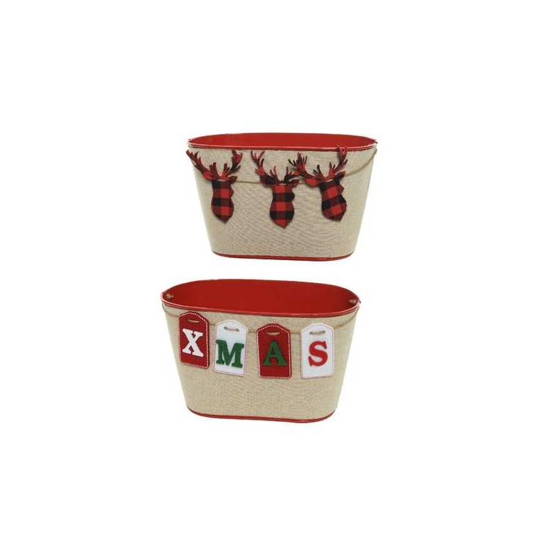 VASO METALLO C/JUTA DECOR CHRISTMAS 12x21x12cm 2 ass.