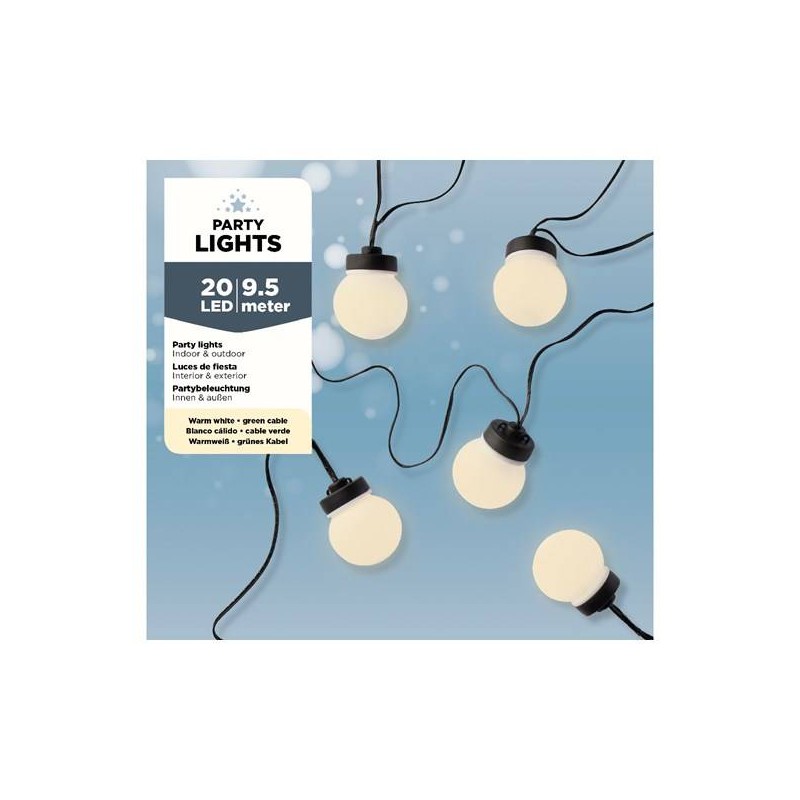 LUCI BULBO ø9,5 950cm 20 LUCI BIANCO CALDO FILO NERO interno/esterno