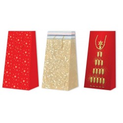 BORSA GIFT DECO RED MAT PORTA 2 BOTTIGLIE 21x12x40cm (3ASS.)