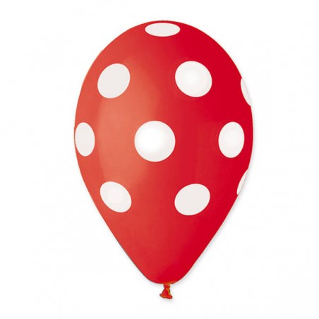 PALLONCINI LARGE 12 30cm ALL AROUND POIS ROSSO 100pz