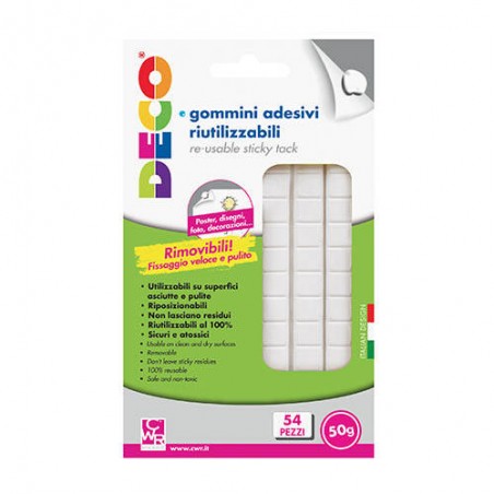 GOMMINI ADESIVI RIUTILIZZABILI 50gr 54pz
