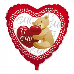 PALLONE MYLAR 90cm CUORE ORSACCHIOTTO SWEET TI AMO